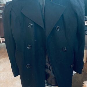 Women’s Black Double-Breasted Trench Coat (Pea Coat)